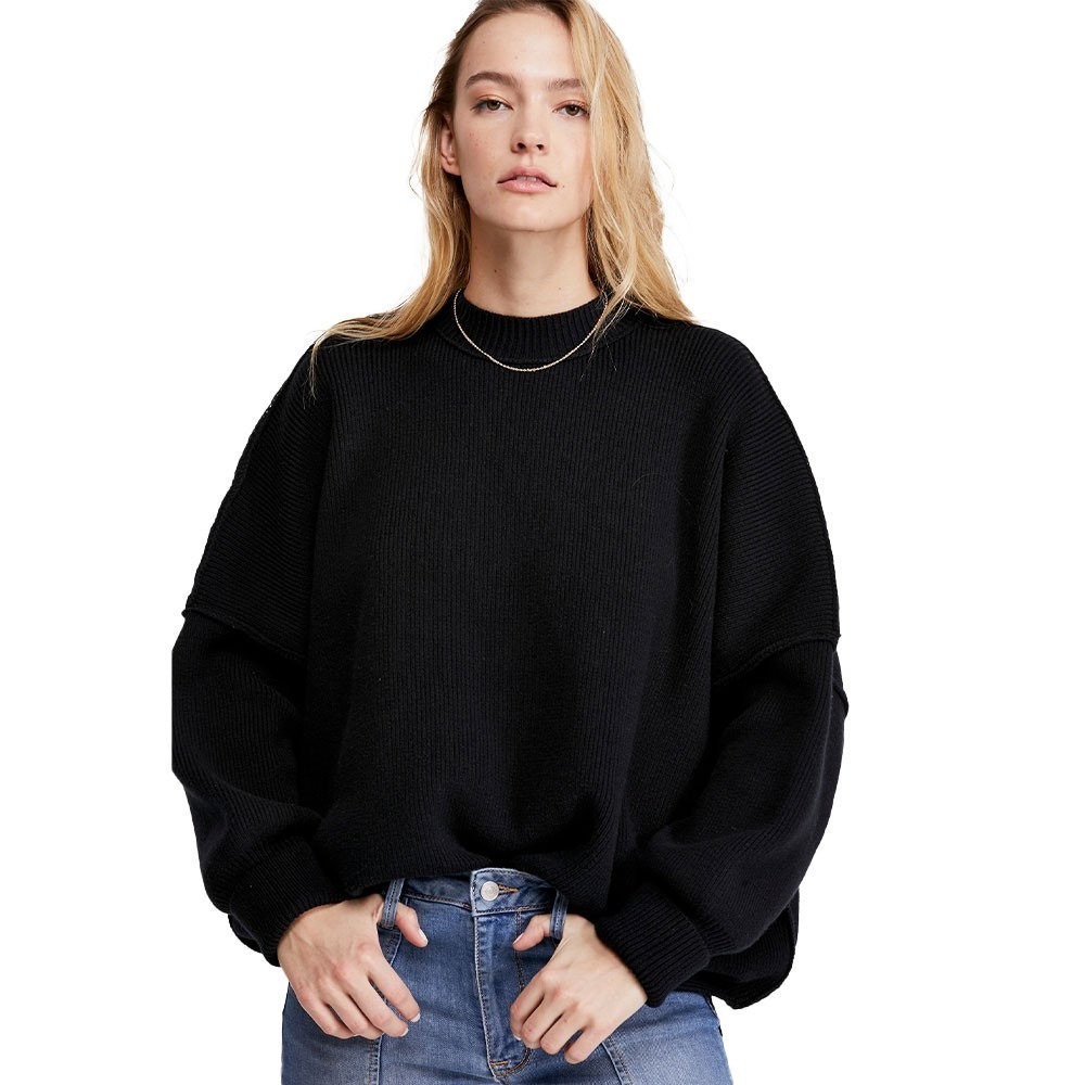 Free People Womens Sweater Size M Black Easy Street Tunic